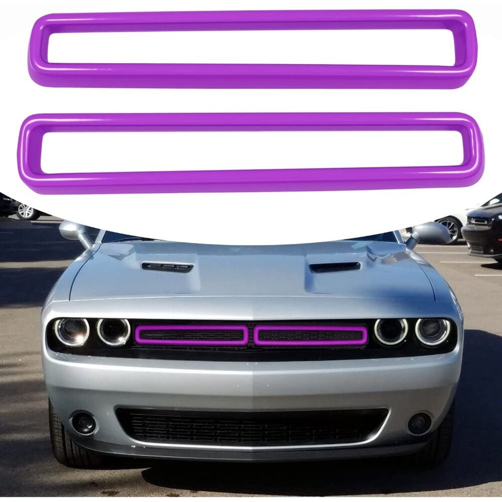 Front Grille Inserts Cover Trim Kit fit for 2015-2021 Dodge Challenger (Purple)